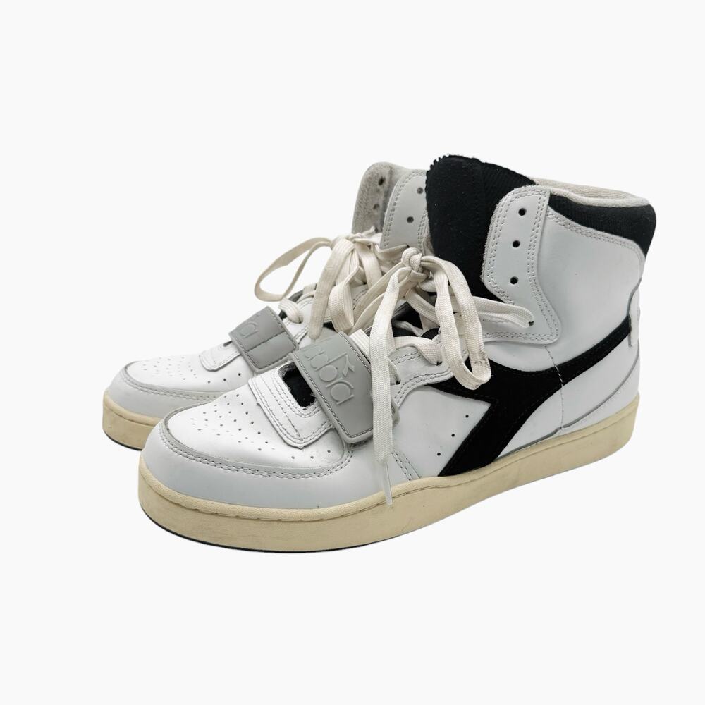 Diadora Mi Basket Used 'White Black' Sneakers Men’s Size 11.5